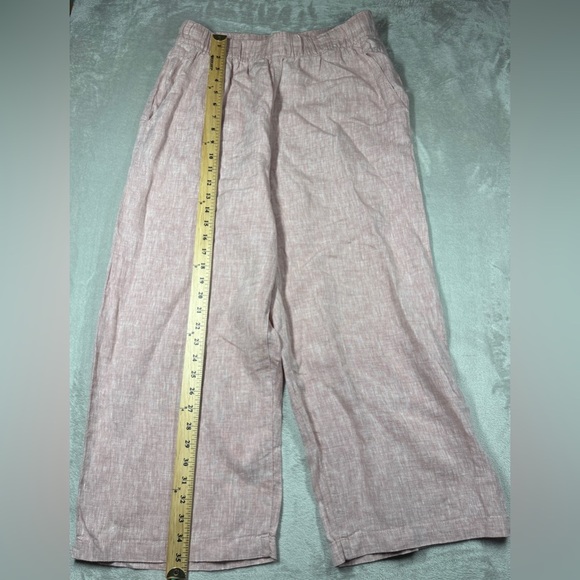Cynthia Rowley 100% Linen Wide Leg Cropped Pull One Elastic Waist Pink Pants L - Picture 9 of 16